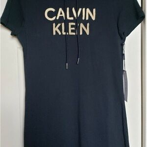 Calvin Klein Navy T-Shirt Dress with Logo